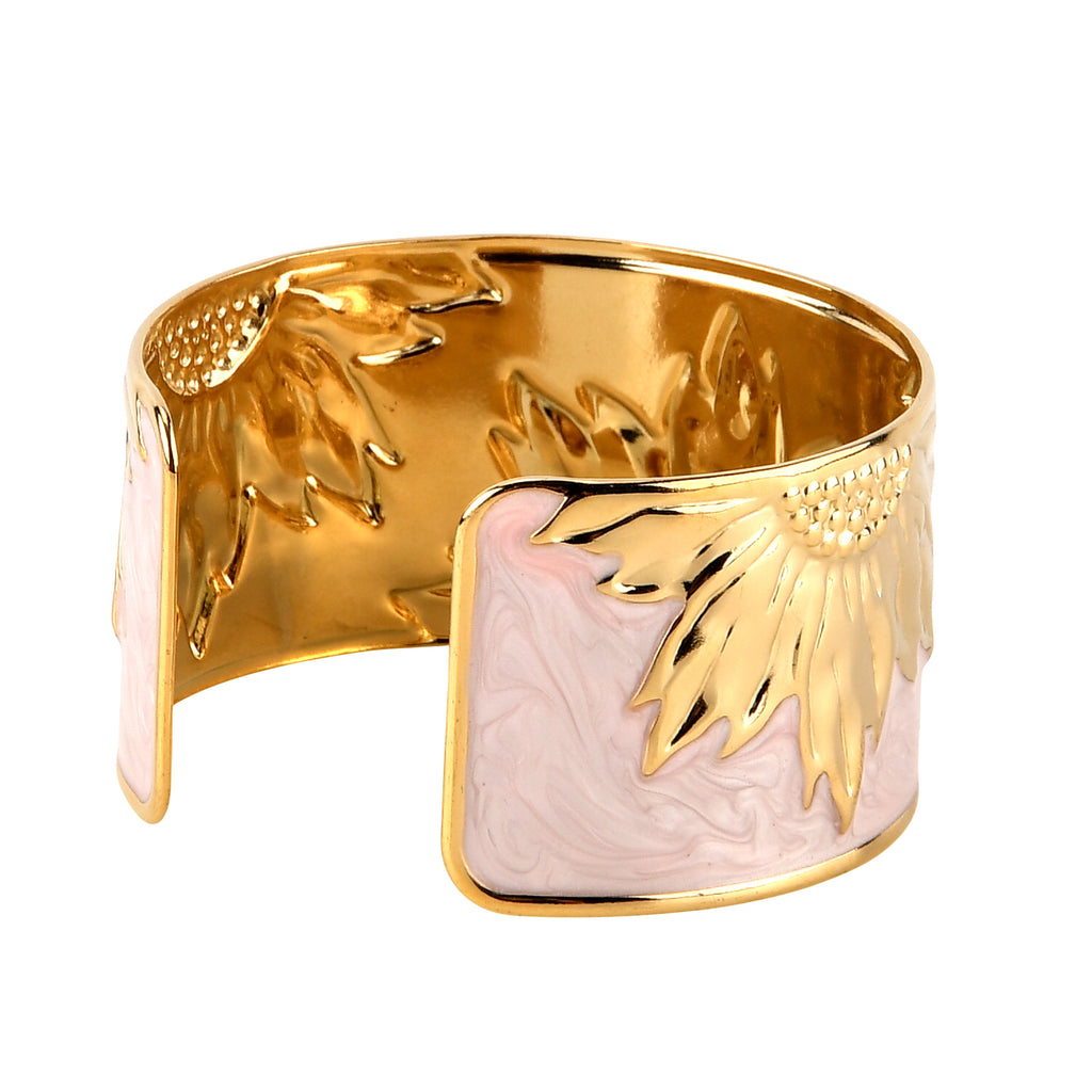 La Marey Set of 2 - RFID Clutch with Shoulder Strap & Gold Flower Cuff Set - Baby Pink_4455479_8
