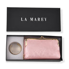 La Marey Set of 2 - RFID Clutch with Shoulder Strap & Gold Flower Cuff Set - Baby Pink_4455479_9