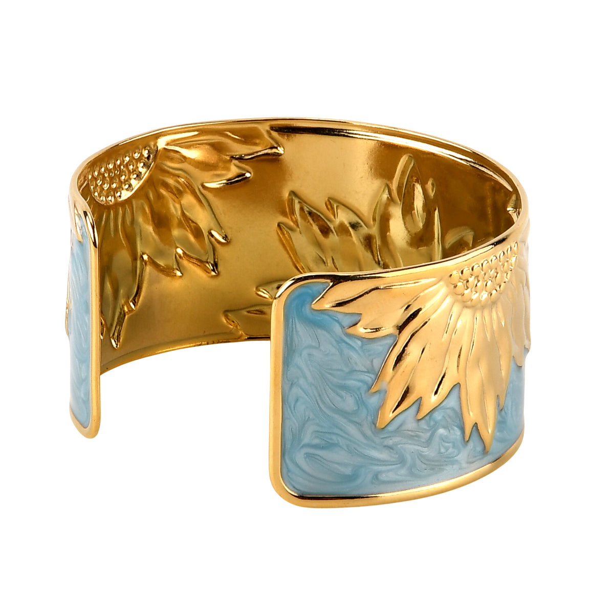 La Marey Set of 2 - RFID Clutch with Shoulder Strap &amp; Gold Flower Cuff Bracelet - Light Blue V32605467 9
