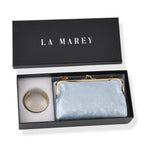 La Marey Set of 2 - RFID Clutch with Shoulder Strap & Gold Flower Cuff Bracelet - Light Blue_4455489_9