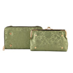 La Marey Set of 2 - RFID Clutch with Shoulder Strap & Gold Flower Cuff Bracelet - Pista Green_4455490_5