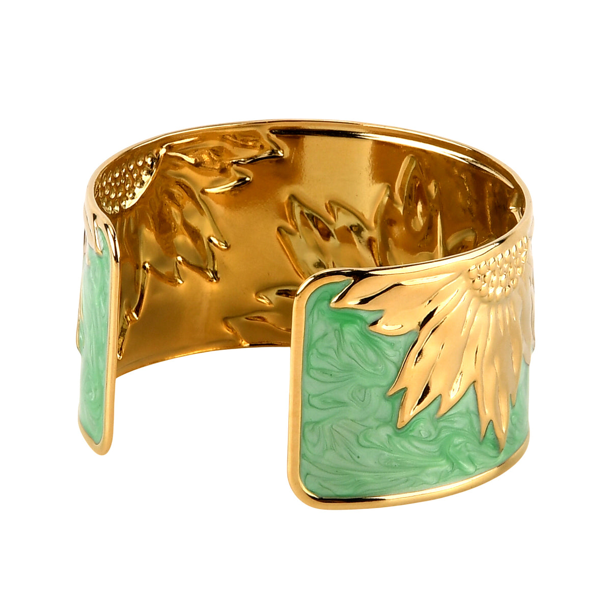 La Marey Set of 2 - RFID Clutch with Shoulder Strap &amp; Gold Flower Cuff Bracelet - Pista Green V32604310 9