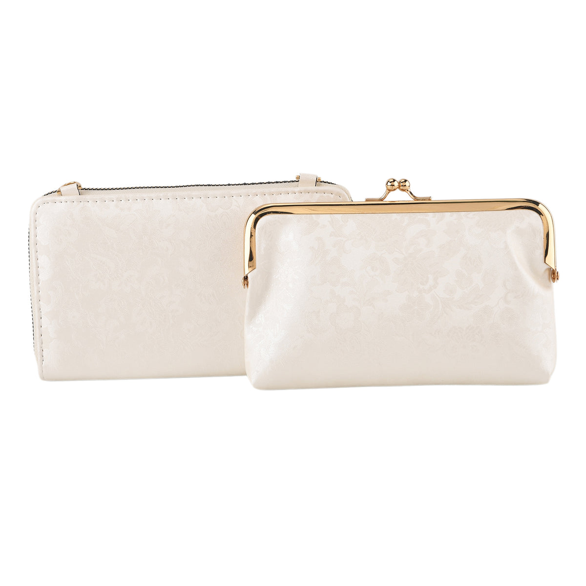 La Marey Set of 2 - RFID Clutch with Shoulder Strap &amp; Gold Flower Cuff Bracelet - Off White V32605468 5