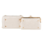 La Marey Set of 2 - RFID Clutch with Shoulder Strap & Gold Flower Cuff Bracelet - Off White_4455491_5