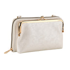 La Marey Set of 2 - RFID Clutch with Shoulder Strap & Gold Flower Cuff Bracelet - Off White_4455491_6