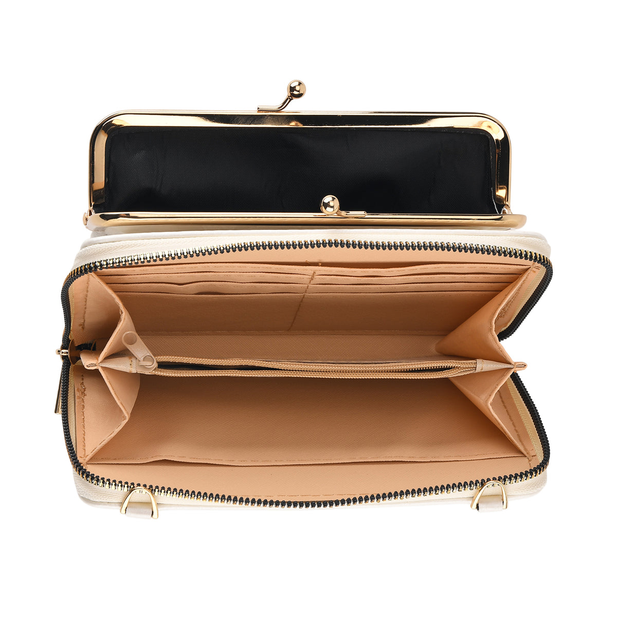 La Marey Set of 2 - RFID Clutch with Shoulder Strap &amp; Gold Flower Cuff Bracelet - Off White V32605468 8