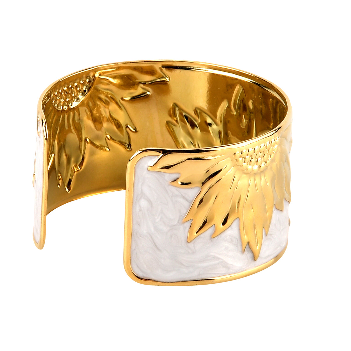 La Marey Set of 2 - RFID Clutch with Shoulder Strap &amp; Gold Flower Cuff Bracelet - Off White V32605468 9