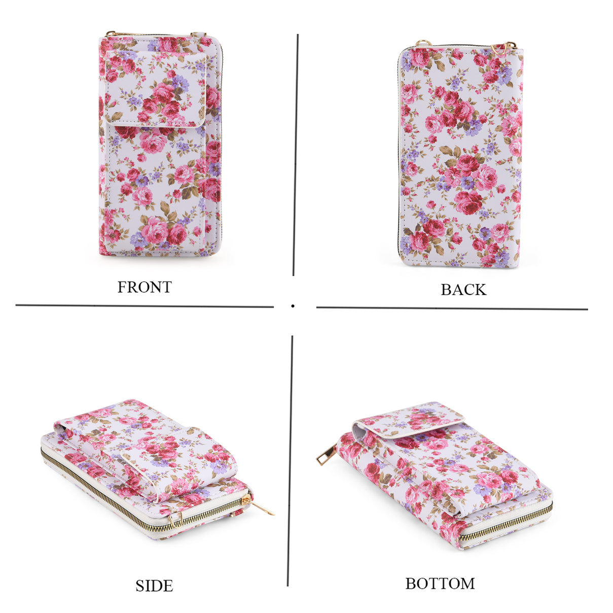 LA MAREY Set of 2: RFID Smartphone Floral Crossbody Bag &amp; Floral Cuff Bracelet Gift Set - Pink V32513827 5