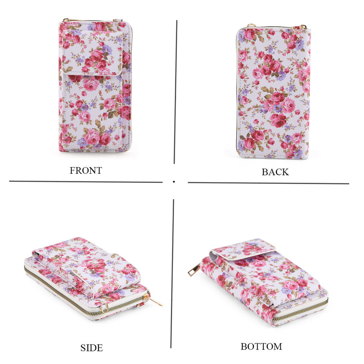 LA MAREY Set of 2: RFID Smartphone Floral Crossbody Bag &amp; Floral Cuff Bracelet Gift Set - Pink V32513827 5