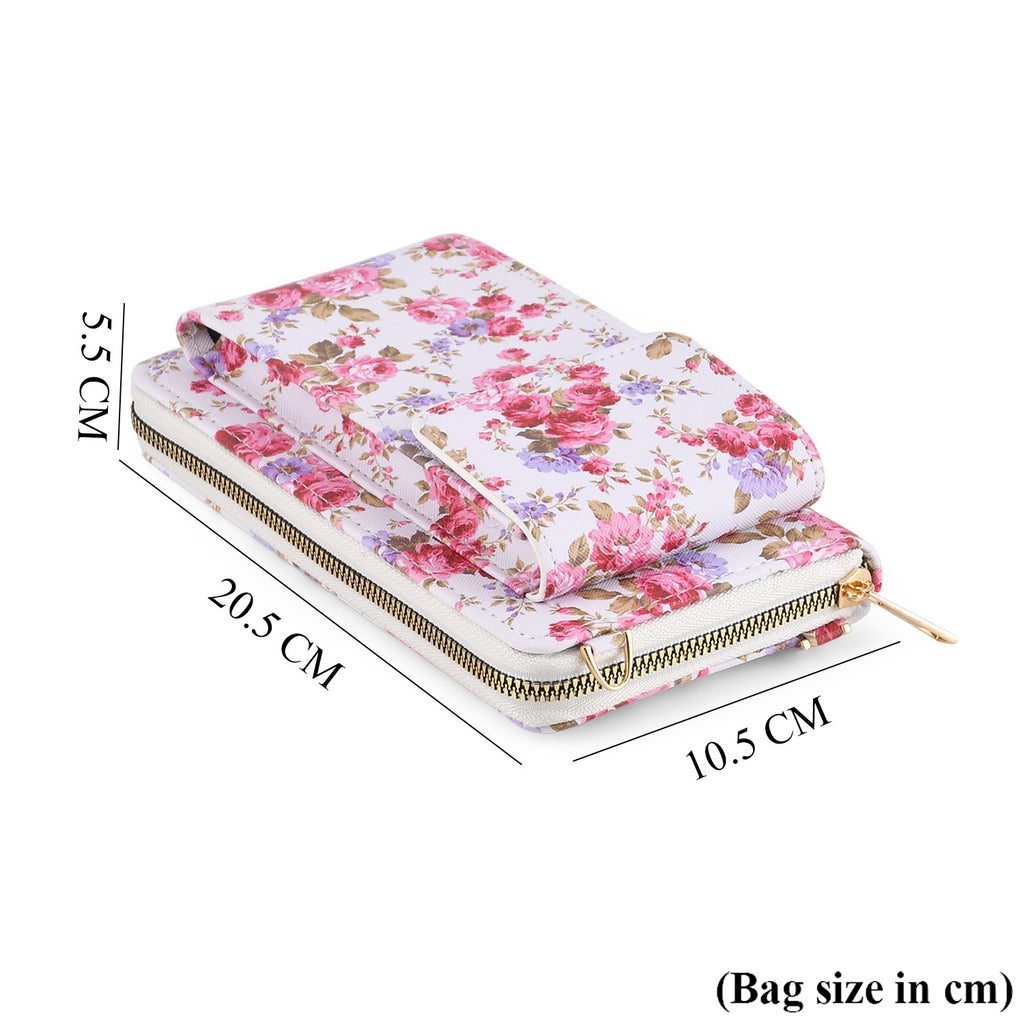 LA MAREY Set of 2: RFID Smartphone Floral Crossbody Bag & Floral Cuff Bracelet Gift Set - Pink_4455497_8