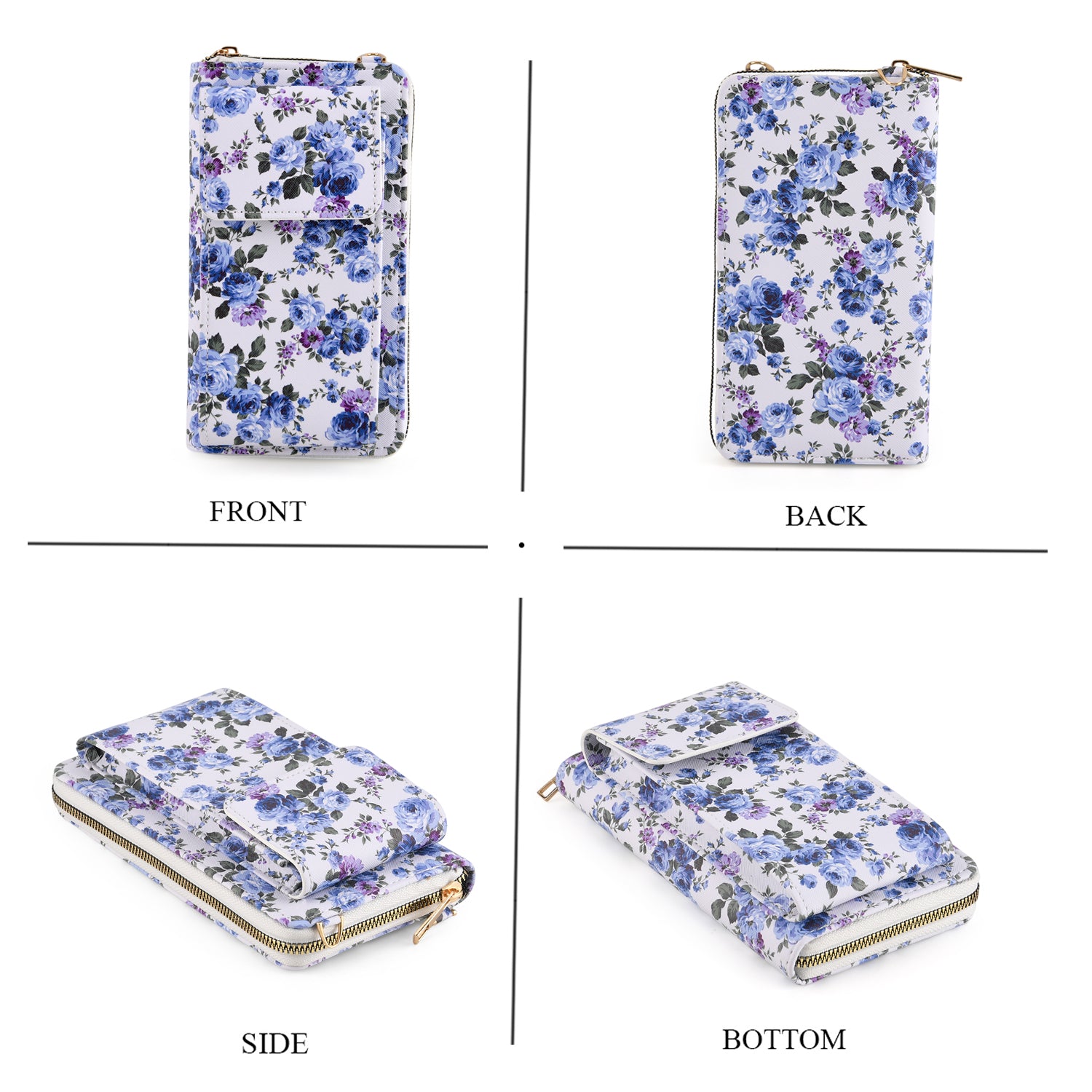 LA MAREY Set of 2: RFID Smartphone Floral Crossbody Bag &amp; Cuff Bracelet Gift Set - Blue V32513053 5