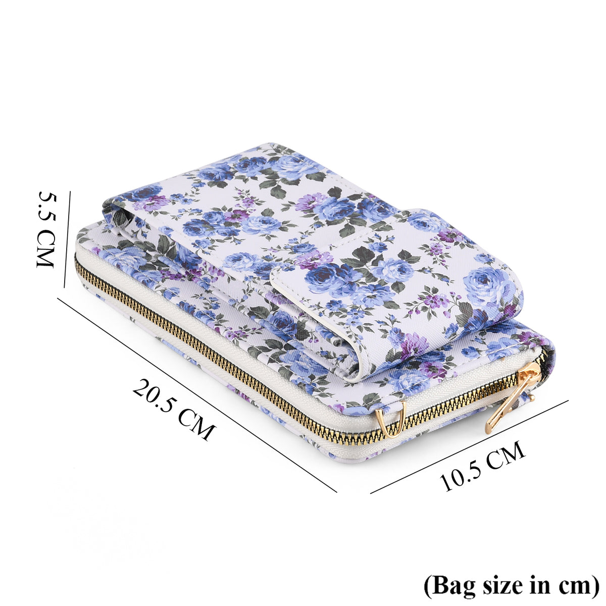 LA MAREY Set of 2: RFID Smartphone Floral Crossbody Bag &amp; Cuff Bracelet Gift Set - Blue V32513053 8