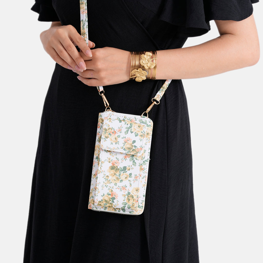 LA MAREY Set of 2: RFID Smartphone Floral Crossbody Bag & Dargonfly Cuff Bracelet Gift Set - Yellow_4455505_3