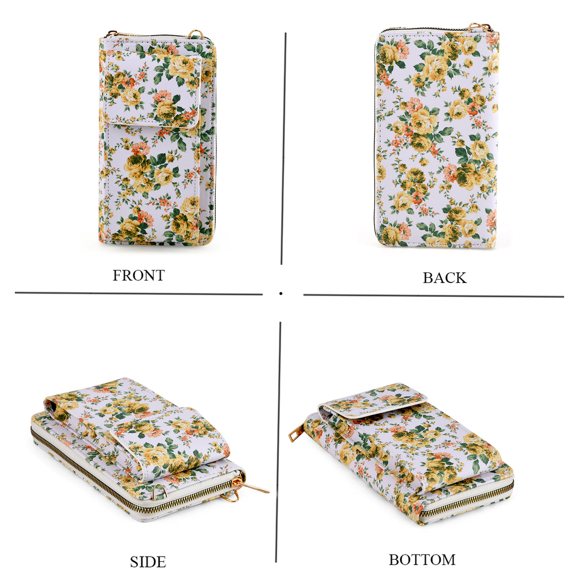 LA MAREY Set of 2- RFID Smartphone Floral Crossbody Bag &amp; Dargonfly Cuff Bracelet Gift Set - Yellow 4455505 5