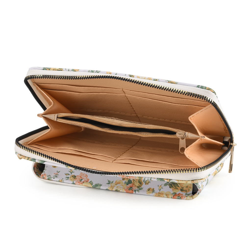 LA MAREY Set of 2: RFID Smartphone Floral Crossbody Bag & Dargonfly Cuff Bracelet Gift Set - Yellow_4455505_5