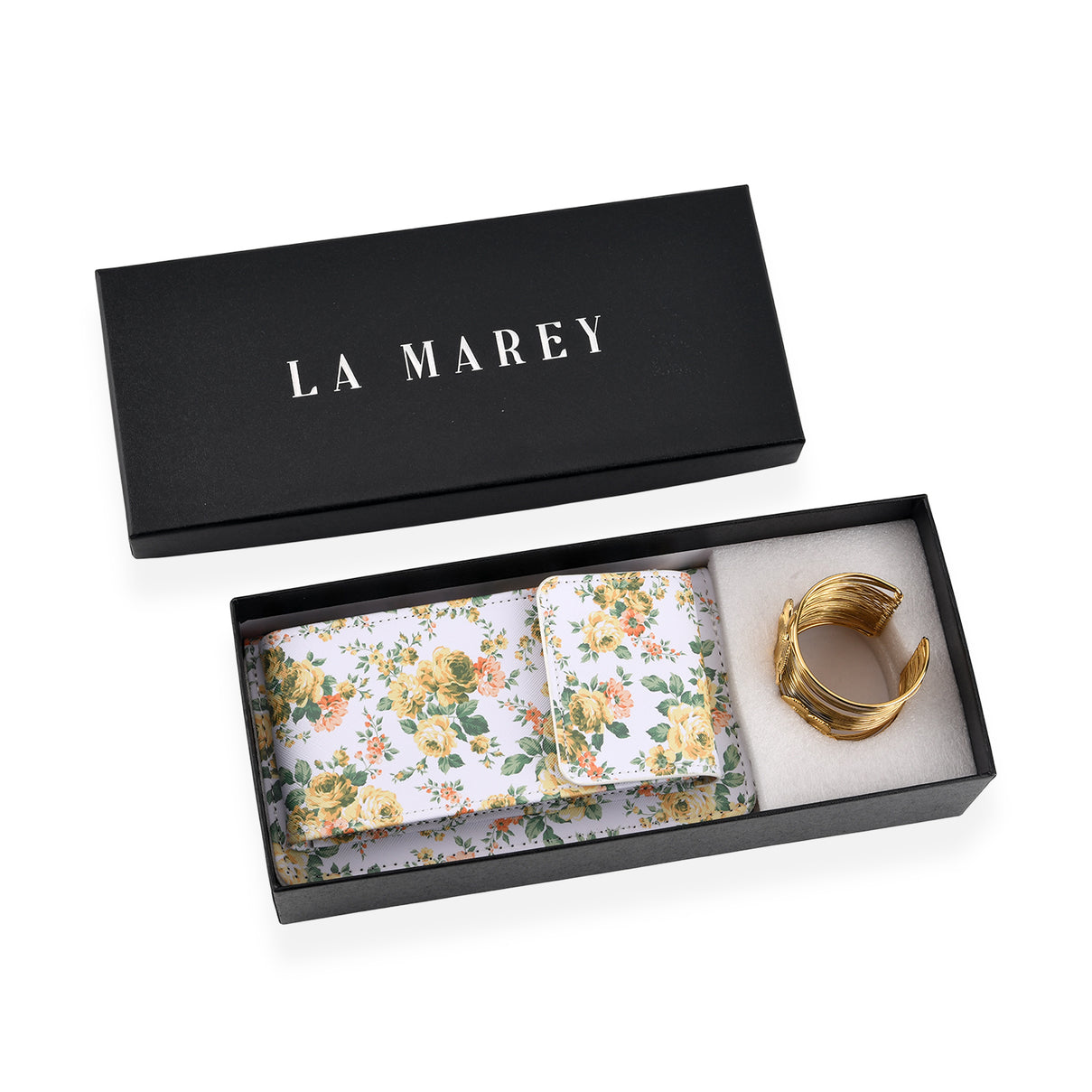 LA MAREY Set of 2- RFID Smartphone Floral Crossbody Bag &amp; Dargonfly Cuff Bracelet Gift Set - Yellow 4455505 8