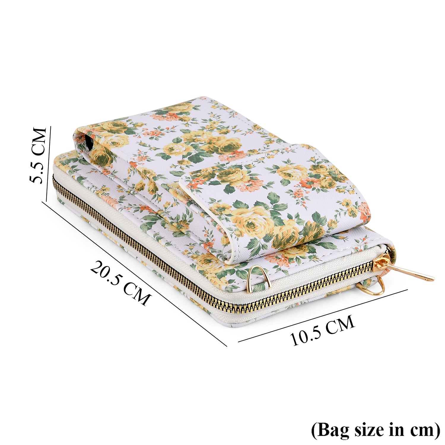 LA MAREY Set of 2- RFID Smartphone Floral Crossbody Bag &amp; Dargonfly Cuff Bracelet Gift Set - Yellow 4455505 9