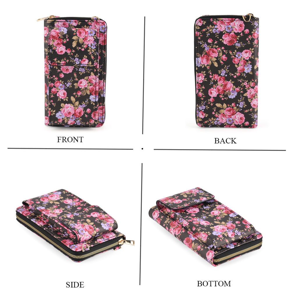 LA MAREY Set of 2: RFID Smartphone Floral Crossbody Bag & Starfish Cuff Bracelet Gift Set - Black_4455506_4