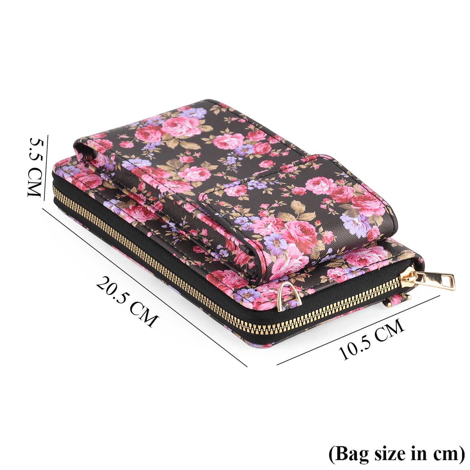 LA MAREY Set of 2: RFID Smartphone Floral Crossbody Bag &amp; Starfish Cuff Bracelet Gift Set - Black V32538465 9