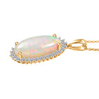 Ethiopian Opal & Luxuriant SI-G/H Lab Grown Diamond Halo Pendant with Chain (Size 20) in 18K Vermeil Yellow Gold Plated Sterling Silver 3.47 Ct._4456176_3