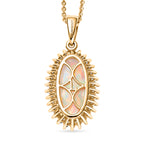 Ethiopian Opal & Luxuriant SI-G/H Lab Grown Diamond Halo Pendant with Chain (Size 20) in 18K Vermeil Yellow Gold Plated Sterling Silver 3.47 Ct._4456176_4