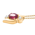 D'Joy Ruby & White Zircon Three-Stone Twist Pendant with Chain (Size 20)  in Yellow Gold Plated Sterling Silver 1.34 Ct._4457243_3
