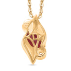 D'Joy Ruby & White Zircon Three-Stone Twist Pendant with Chain (Size 20)  in Yellow Gold Plated Sterling Silver 1.34 Ct._4457243_4