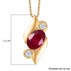 D'Joy Ruby & White Zircon Three-Stone Twist Pendant with Chain (Size 20)  in Yellow Gold Plated Sterling Silver 1.34 Ct._4457243_5