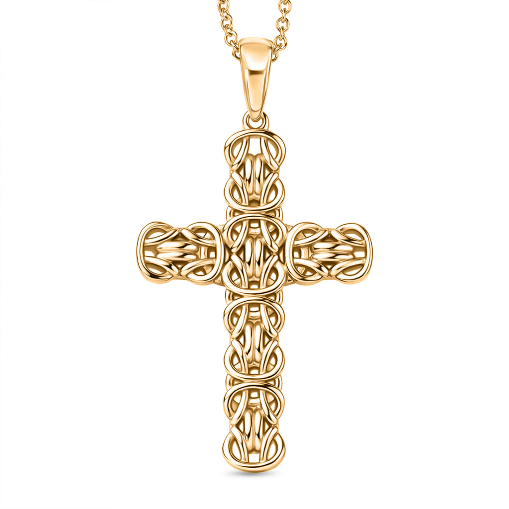 EverTrue Bronzella Collection - Byzantine Link Cross Pendant with Chain (Size 20) in 18K Gold Plating_4457446