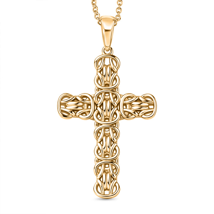 EverTrue Bronzella Collection - Byzantine Link Cross Pendant with Chain (Size 20) in 18K Gold Plating 4457446 1