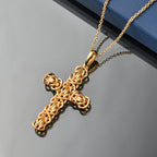 EverTrue Bronzella Collection - Byzantine Link Cross Pendant with Chain (Size 20) in 18K Gold Plating_4457446_2
