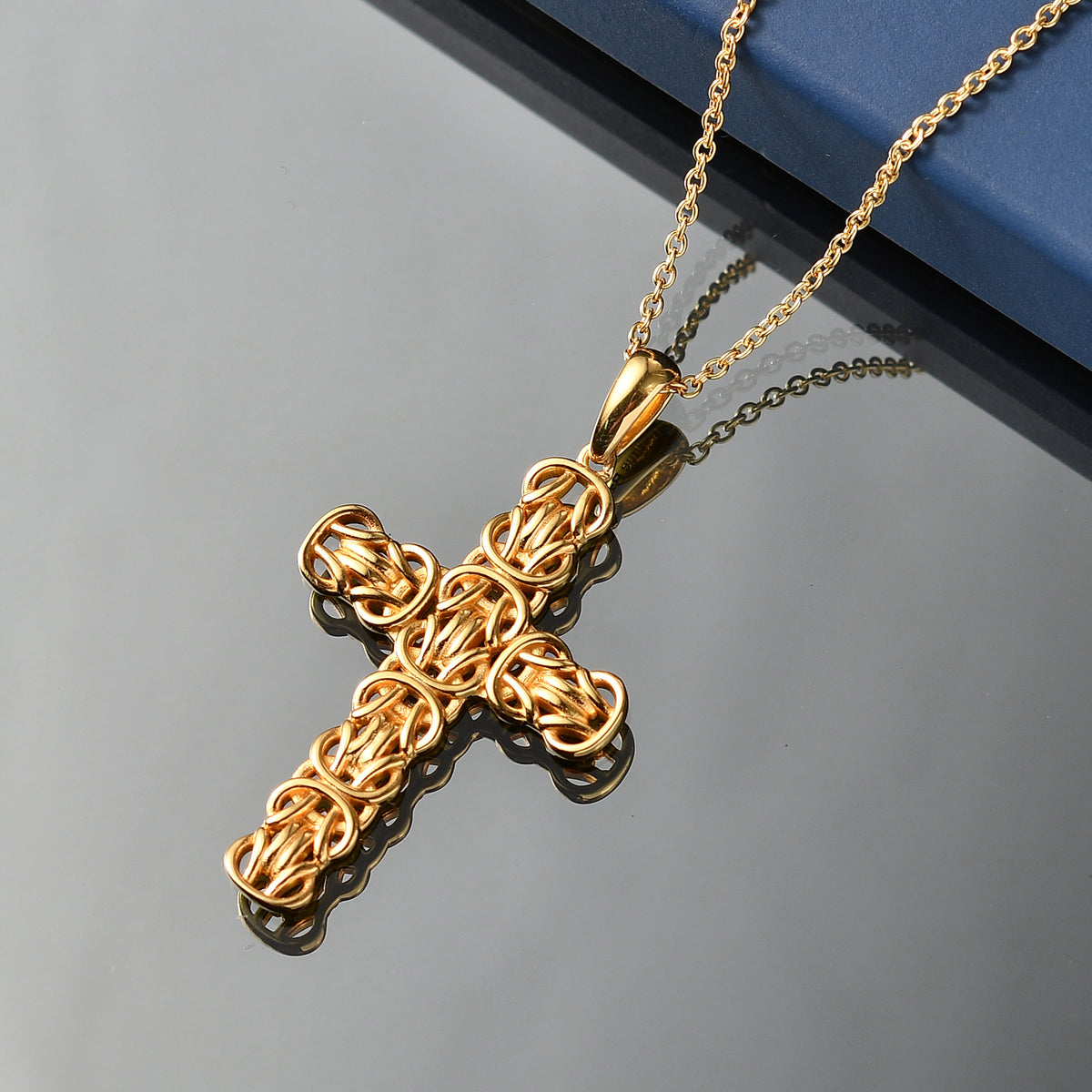 EverTrue Bronzella Collection - Byzantine Link Cross Pendant with Chain (Size 20) in 18K Gold Plating 4457446 3