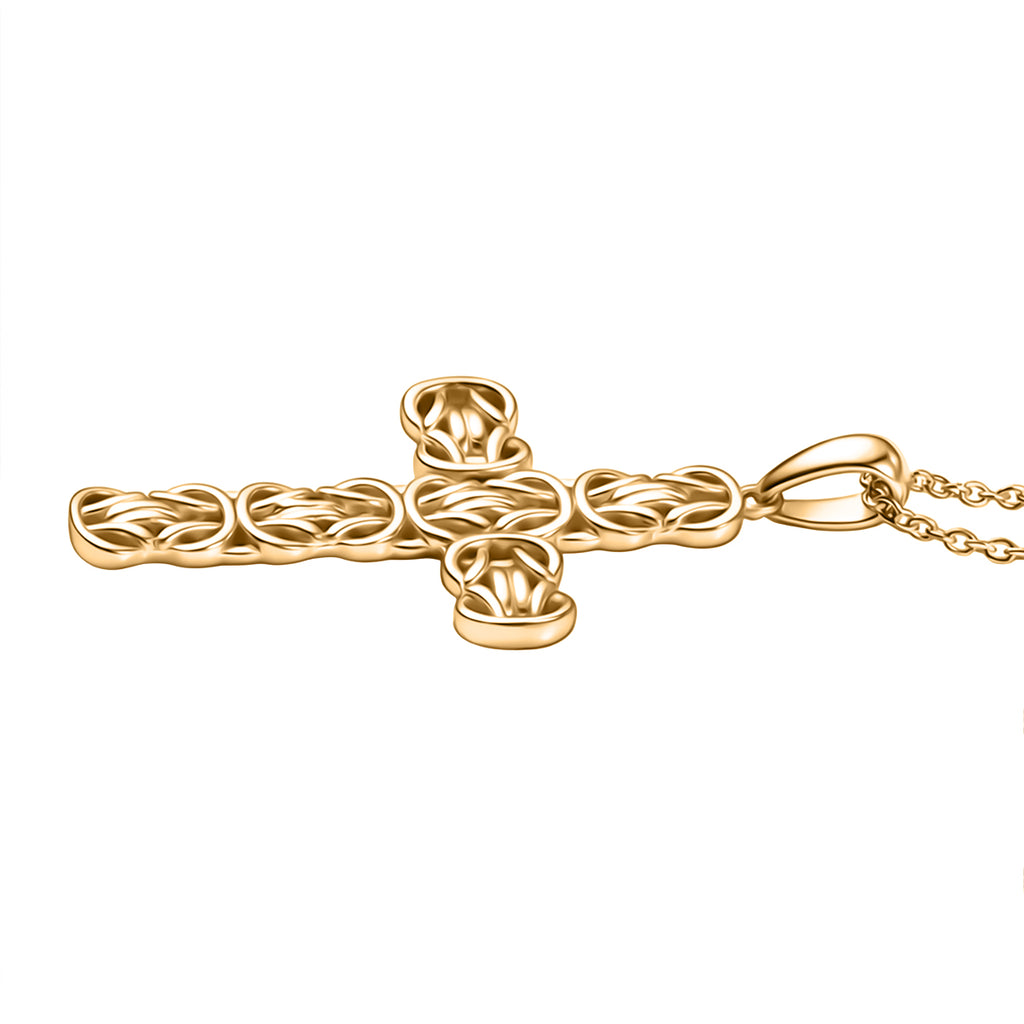 EverTrue Bronzella Collection - Byzantine Link Cross Pendant with Chain (Size 20) in 18K Gold Plating_4457446_3