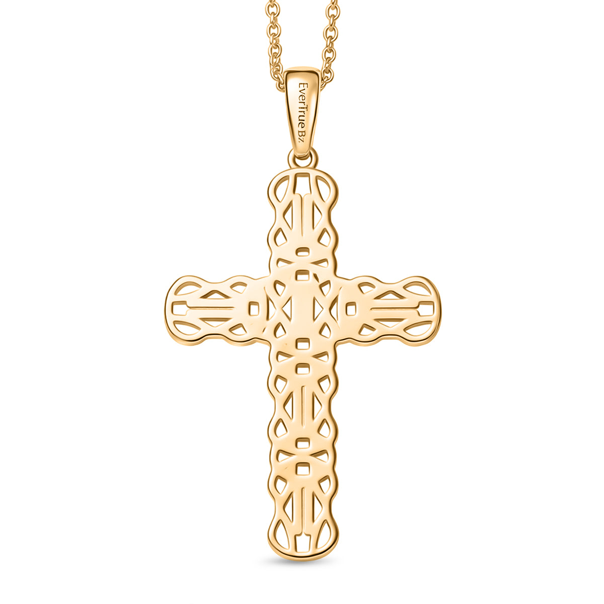 EverTrue Bronzella Collection - Byzantine Link Cross Pendant with Chain (Size 20) in 18K Gold Plating 4457446 5