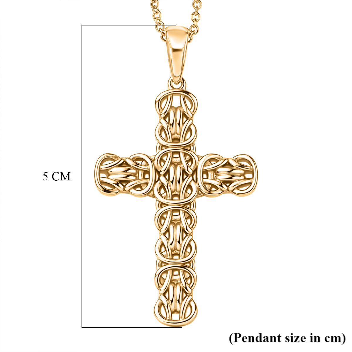 EverTrue Bronzella Collection - Byzantine Link Cross Pendant with Chain (Size 20) in 18K Gold Plating 4457446 7