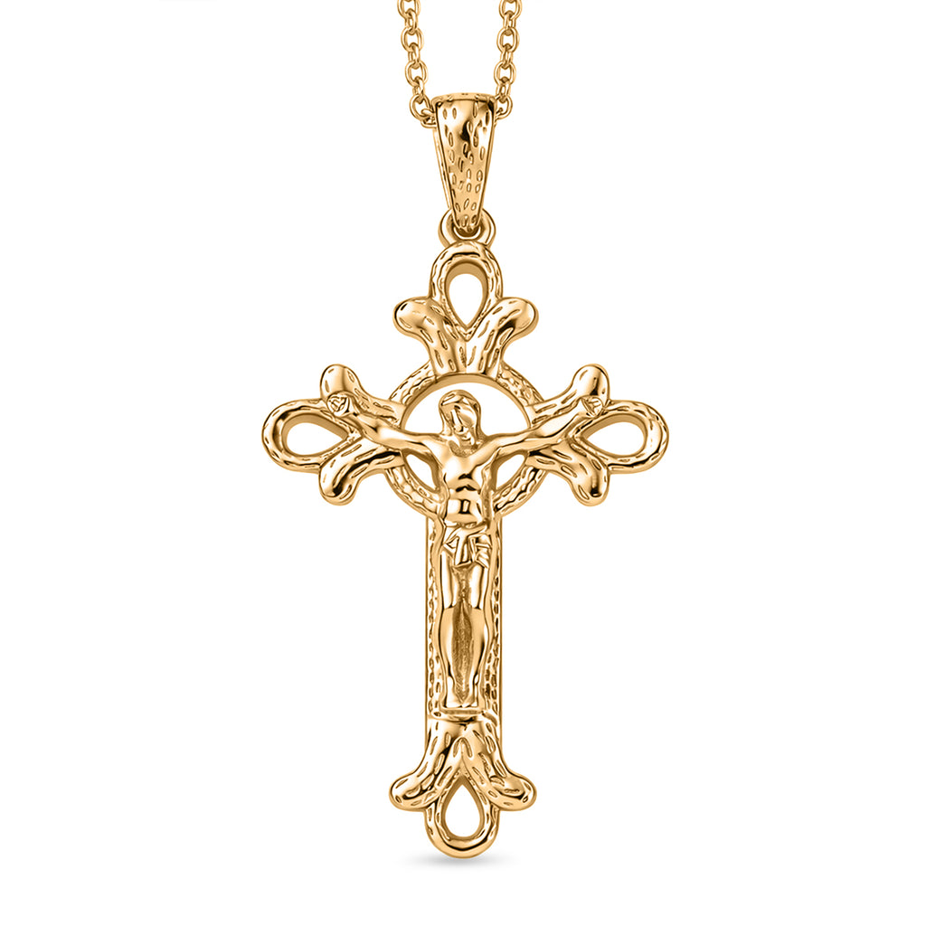EverTrue Bronzella Collection - Crucifix Pendant with Chain (Size 20) in 18K Yellow Gold Plating_4457447