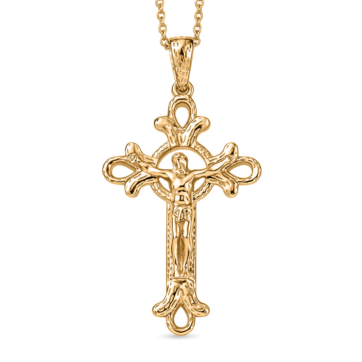 EverTrue Bronzella Collection - Crucifix Pendant with Chain (Size 20) in 18K Yellow Gold Plating 4457447 0