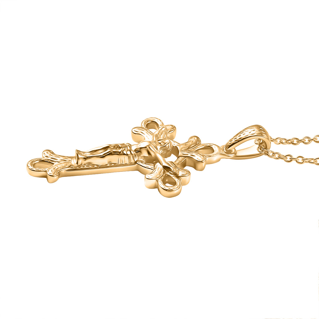 EverTrue Bronzella Collection - Crucifix Pendant with Chain (Size 20) in 18K Yellow Gold Plating_4457447_3