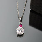 D'Joy Moissanite & African Ruby Drop Pendant with Chain (Size 20) in Rhodium Overlay Sterling Silver 2.00 Ct._4457543_2
