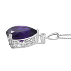 Luxuriant - SI-G/H Lab Grown Diamond & AAA African Amethyst Pear Cut Solitaire Pendant with Chain (Size 20) in Rhodium Overlay Sterling Silver 28.31 Ct._4457975_6