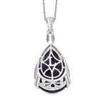 Luxuriant - SI-G/H Lab Grown Diamond & AAA African Amethyst Pear Cut Solitaire Pendant with Chain (Size 20) in Rhodium Overlay Sterling Silver 28.31 Ct._4457975_7