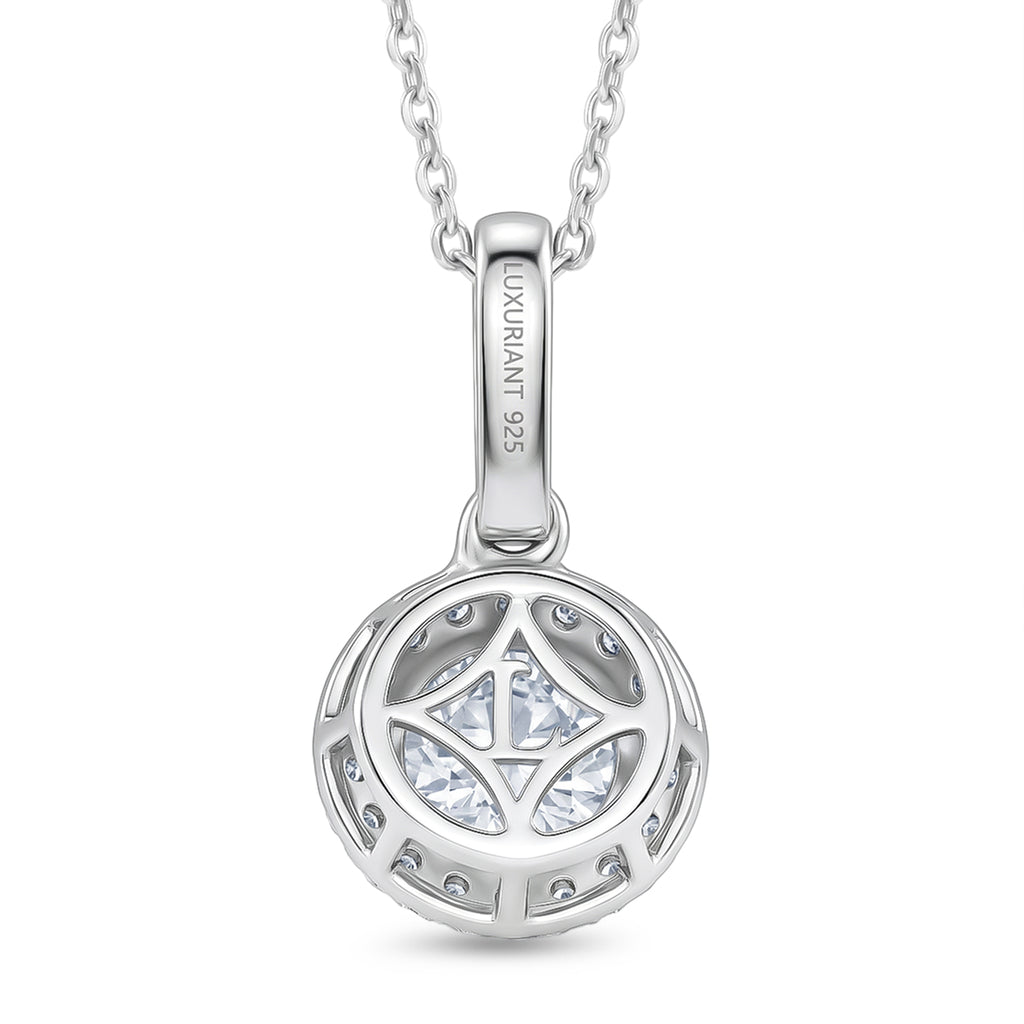 Luxuriant - SGL Certified Lab Grown Diamond (SI/G-H) Halo Pendant with Chain (Size 20) in Rhodium Overlay Sterling Silver 1.20 Ct._4458207_4