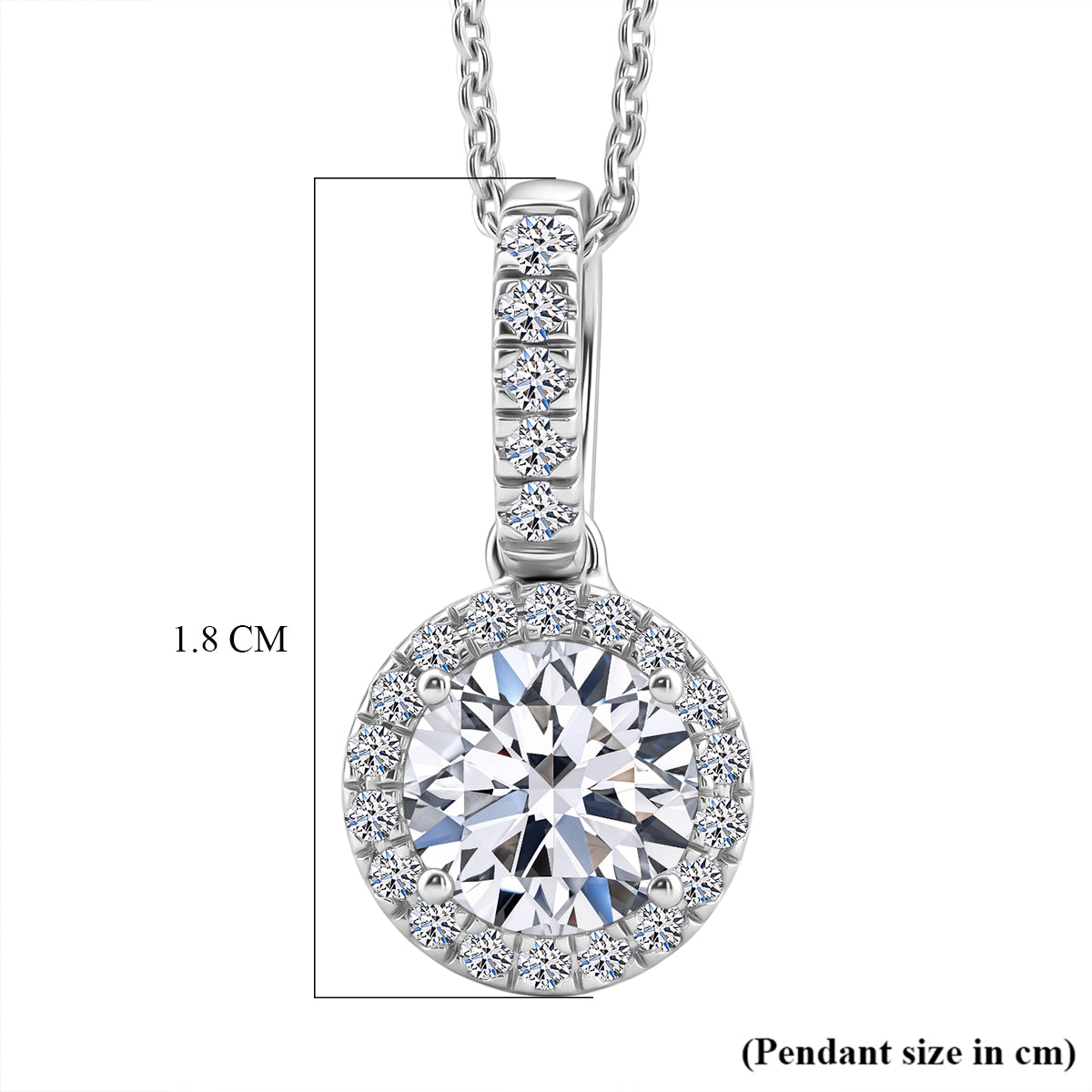 LUXURIANT 1.2 Ct. Lab Grown Diamond Round Cut Halo Pendant with Chain (Size 20) in Rhodium Overlay Sterling Silver SGL Certified (SI-G-H) 4458207 7