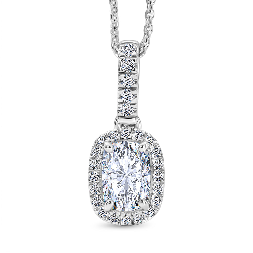 Luxuriant - SGL Certified Lab Grown Diamond (SI/G-H) Halo Pendant with Chain (Size 20) in Rhodium Overlay Sterling Silver 1.27 Ct._4458357