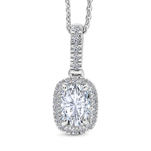 Luxuriant - SGL Certified Lab Grown Diamond (SI/G-H) Halo Pendant with Chain (Size 20) in Rhodium Overlay Sterling Silver 1.27 Ct._4458357