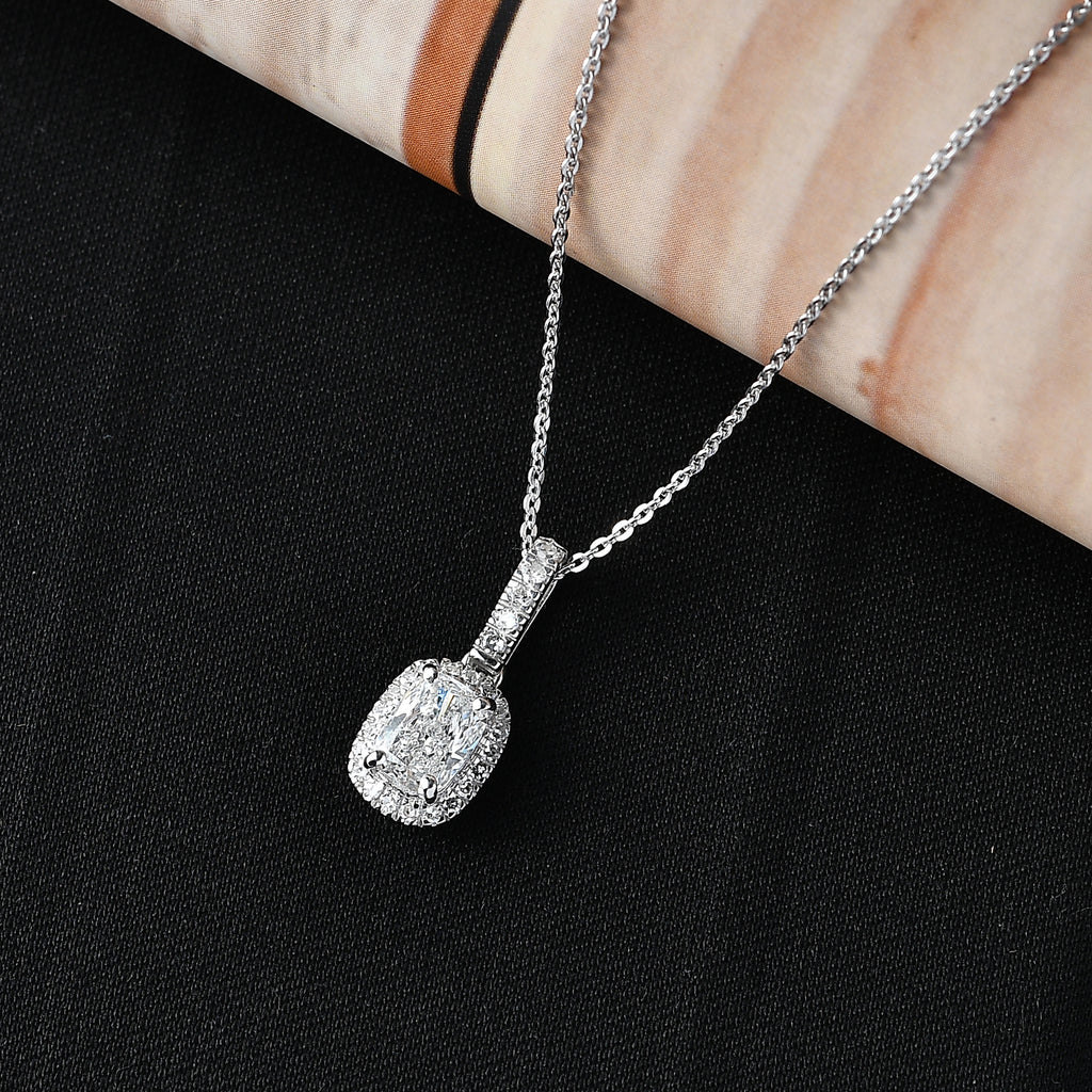 Luxuriant - SGL Certified Lab Grown Diamond (SI/G-H) Halo Pendant with Chain (Size 20) in Rhodium Overlay Sterling Silver 1.27 Ct._4458357_2