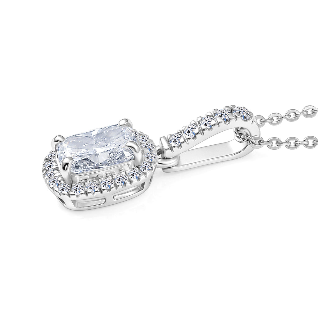 Luxuriant - SGL Certified Lab Grown Diamond (SI/G-H) Halo Pendant with Chain (Size 20) in Rhodium Overlay Sterling Silver 1.27 Ct._4458357_3