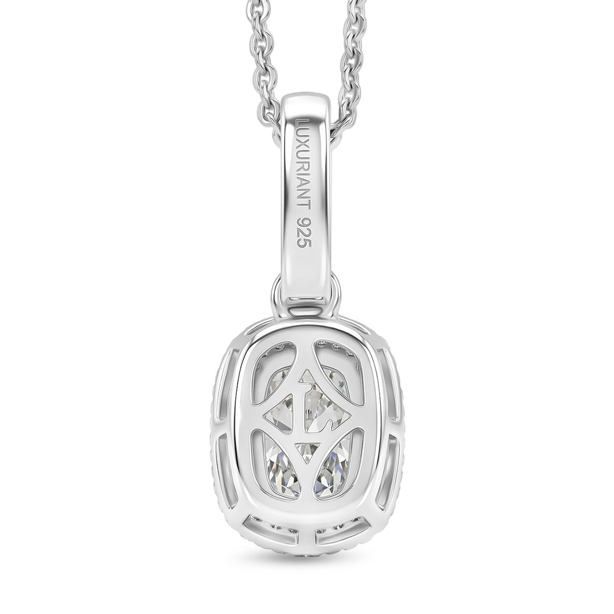 LUXURIANT 1.2 Ct. Lab Grown Diamond Cushion Cut Halo Pendant with Chain (Size 20) in Rhodium Overlay Sterling Silver SGL Certified (SI-G-H) 4458357 5