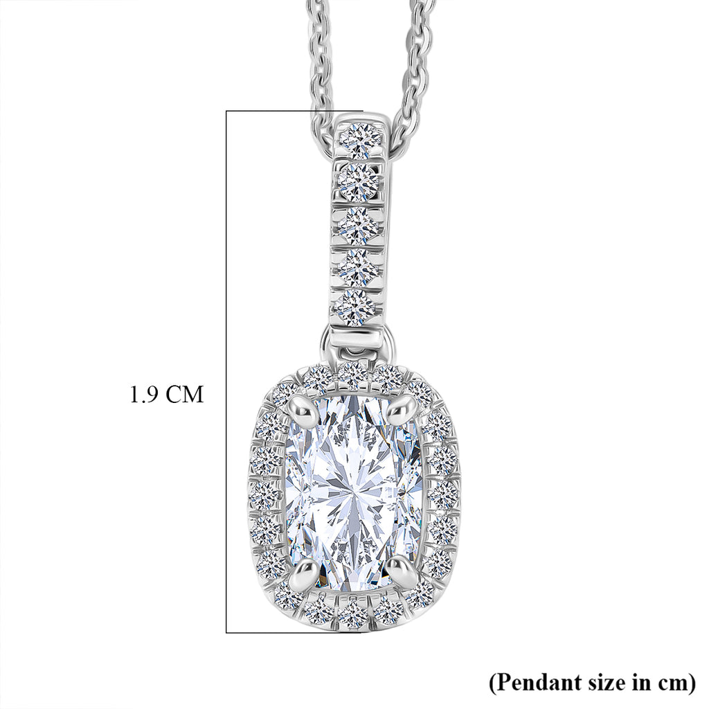 Luxuriant - SGL Certified Lab Grown Diamond (SI/G-H) Halo Pendant with Chain (Size 20) in Rhodium Overlay Sterling Silver 1.27 Ct._4458357_6