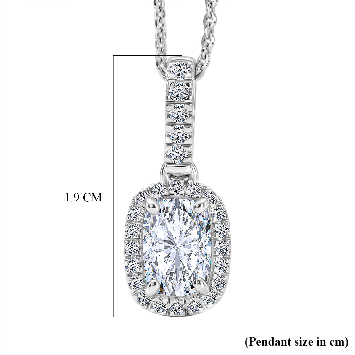 LUXURIANT 1.2 Ct. Lab Grown Diamond Cushion Cut Halo Pendant with Chain (Size 20) in Rhodium Overlay Sterling Silver SGL Certified (SI-G-H) 4458357 7